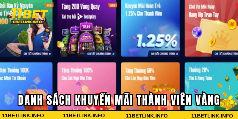Danh sách những khuyến mãi thành viên vàng