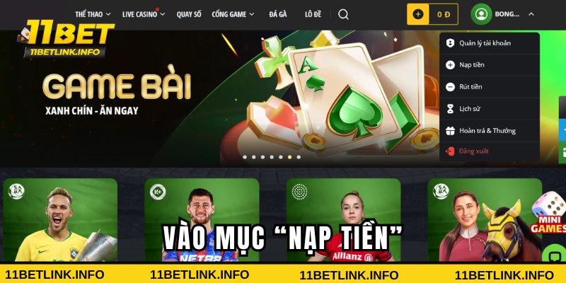 Vào ngay mục “Nạp tiền”