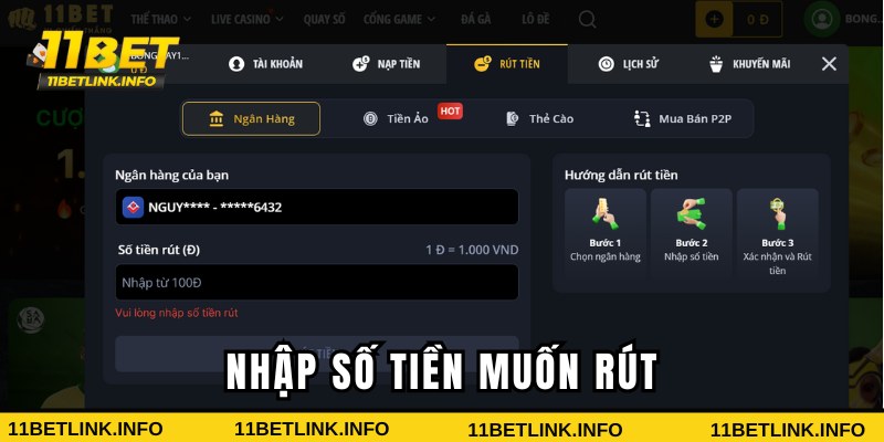 Nhập khoản tiền thành viên muốn rút Nhập khoản tiền thành viên muốn rút