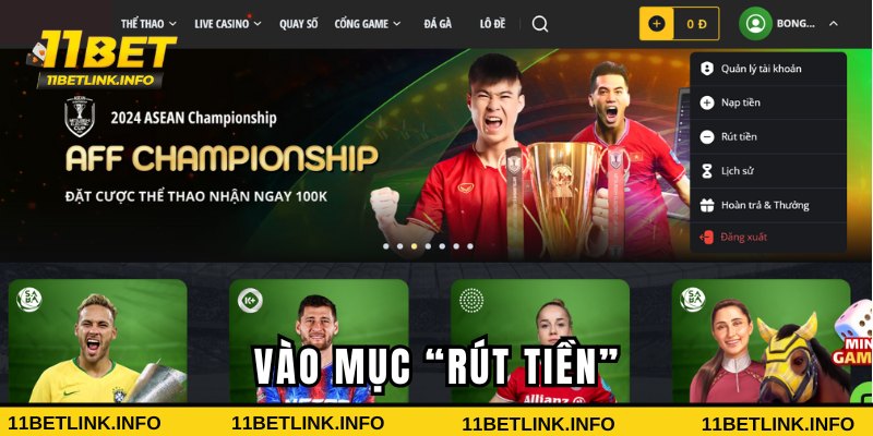 Vào ngay mục “Rút tiền” Vào ngay mục “Rút tiền”